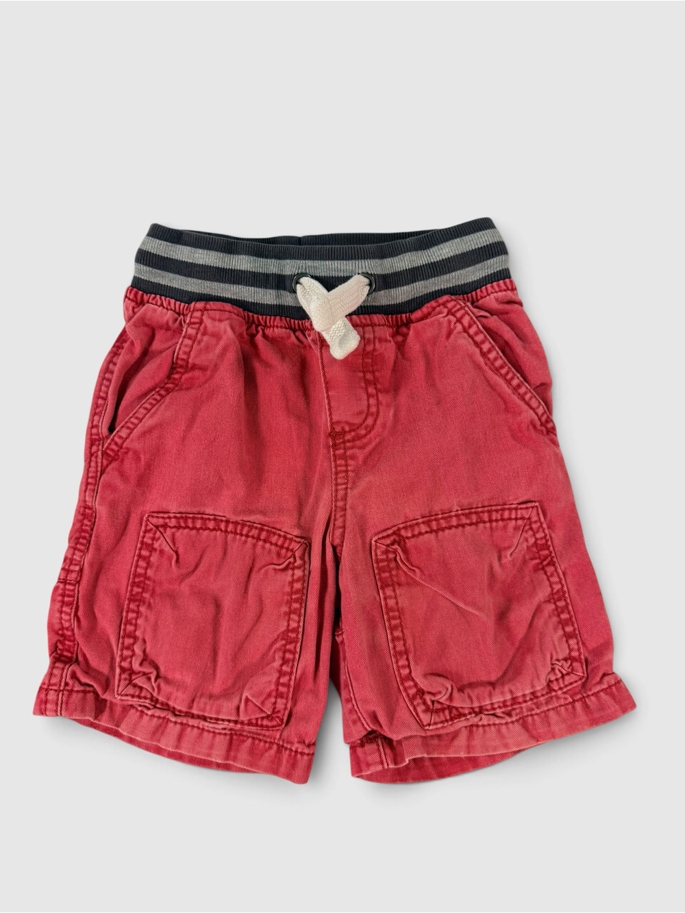 Mini Boden Boys 1.5-2Y Red Pull On Shorts Rib Waist Drawstring Cotton